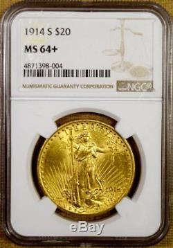 1914-S NGC MS64+ $20 Saint Gaudens Gold Double Eagle