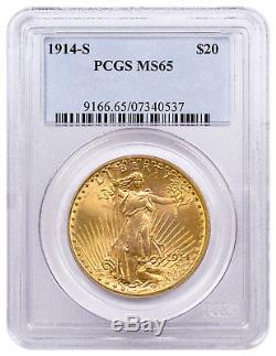 1914-S Saint-Gaudens $20 Gold Double Eagle PCGS MS65 SKU53287