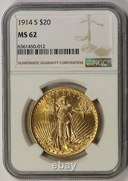 1914-S Saint Gaudens Double Eagle Gold $20 MS 62 NGC