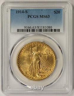 1914-S Saint Gaudens Double Eagle Gold $20 MS 63 PCGS