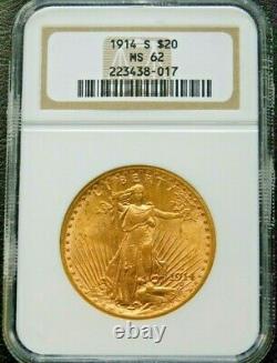 1914-S Twenty Dollar $20 Gold Saint Gaudens Double Eagle NGC MS 62