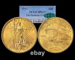 1915 $20 Saint Gaudens Gold Double Eagle PCGS CAC MS 63+ Plus Grade
