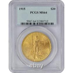 1915 $20 Saint Gaudens Gold Double Eagle, PCGS MS-64 Choice for the Grade
