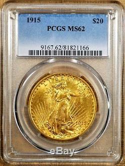 1915 PCGS MS62 $20 Saint Gaudens Gold Double Eagle Better Date