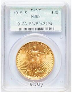 1915-S $20 Gold Saint Gaudens PCGS Doily MS63 Double Eagle 243124