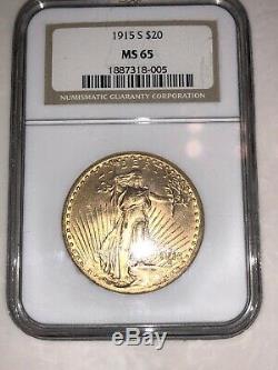 1915-S $20 St Gaudens Gold Liberty Double Eagle NGC MS65