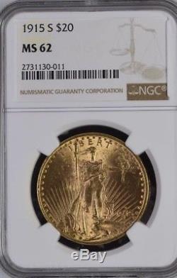 1915 S NGC MS-62 $20 St. Saint Gaudens Double Eagle US Gold Coin