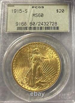 1915-S OGH! PCGS MS60 $20 Saint Gaudens Gold Double Eagle