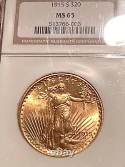 1915-S Saint Gaudens Double Eagle $20 Gold Coin NGC MS65 looks 66! PQ Video