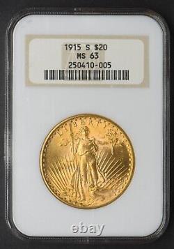 1915-S Saint Gaudens Fatty Holder NGC MS63 Gold Double Eagle COINGIANTS