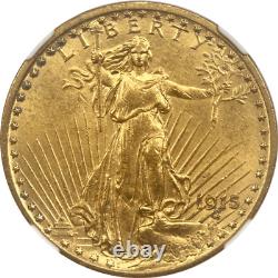 1915 St. Gaudens $20 Gold Double Eagle NGC MS 62 Nice Original Coin