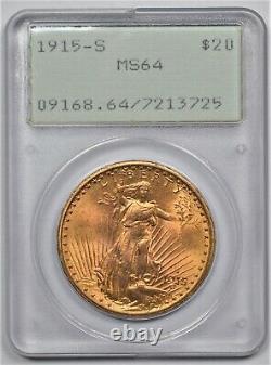 1915-s St. Gaudens Double Eagle $20 Pcgs Ms 64 Old Green Holder Rattler
