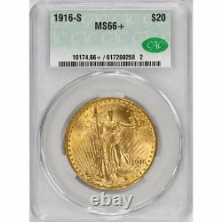 1916-S $20 Gold Saint Gaudens Double Eagle CACG MS66+ CAC