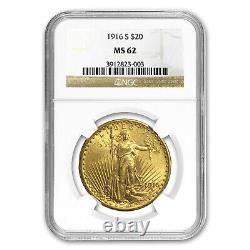 1916-S $20 Saint-Gaudens Gold Double Eagle MS-62 NGC SKU#59498