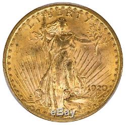 1920 $20 Gold St. Gaudens, Double Eagle PCGS MS63 Certified US Rare Coin