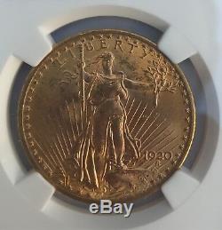 1920 $20 NGC MS62 Gold Double Eagle Saint Gaudens Coin 1211960-017