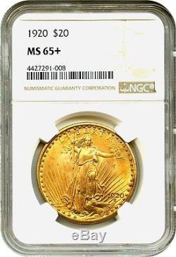 1920 $20 NGC MS65+ Finest Known! Saint Gaudens Double Eagle Gold Coin