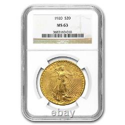 1920 $20 Saint-Gaudens Gold Double Eagle MS-63 NGC SKU #72808