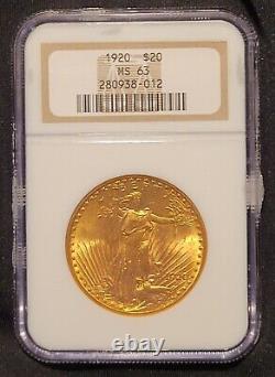 1920 Saint Gaudens $20 Gold Double Eagle NGCA MS 63