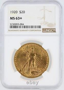1920 Saint Gaudens NGC MS63+ $20 Double Eagle Philadelphia Minted Gold Coin