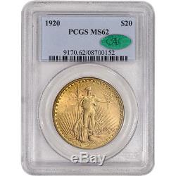 1920 US Gold $20 Saint-Gaudens Double Eagle PCGS MS62 CAC Verified