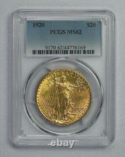 1920 US Gold $20 Saint Gaudens Double Eagle PCGS MS62 Free Shipping