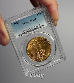 1920 US Gold $20 Saint Gaudens Double Eagle PCGS MS62 Free Shipping