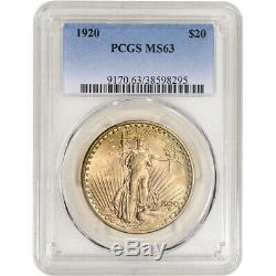 1920 US Gold $20 Saint-Gaudens Double Eagle PCGS MS63