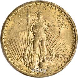 1920 US Gold $20 Saint-Gaudens Double Eagle PCGS MS63+