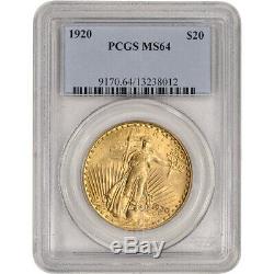 1920 US Gold $20 Saint-Gaudens Double Eagle PCGS MS64