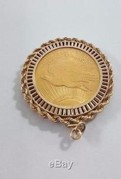 1922 $20 Double Eagle St. Gaudens Gold Coin With 14k Gold Diamond Bezel #FA-GC22