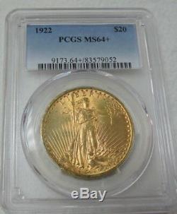 1922 $20 Gold Saint Gaudens Double Eagle PCGS MS64+