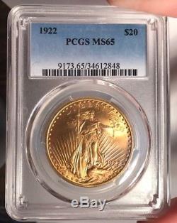 1922 $20 PCGS MS 65 St. Gauden's Gold Double Eagle