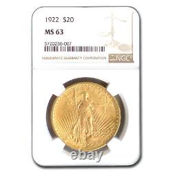 1922 $20 Saint-Gaudens Gold Double Eagle MS-63 NGC SKU#10258