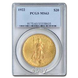 1922 $20 Saint-Gaudens Gold Double Eagle MS-63 PCGS SKU#28898