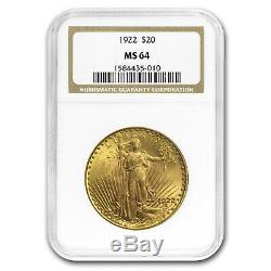 1922 $20 Saint-Gaudens Gold Double Eagle MS-64 NGC SKU#19179