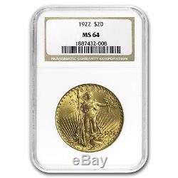 1922 $20 Saint-Gaudens Gold Double Eagle MS-64 NGC SKU#92857