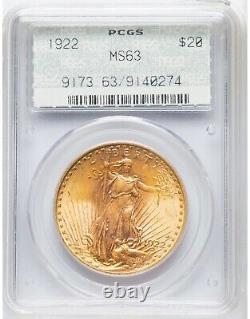 1922 $20 Saint Gaudens PCGS Doily MS63 Gold Double Eagle Doily Holder 140274