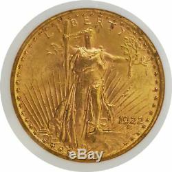 1922 $20 St Gaudens Double Eagle Gold NGC MS62 Uncirculated Coin