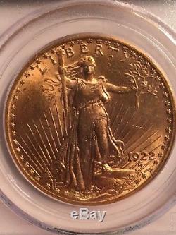 1922 $20 St Gaudens PCGS MS62 Old Label Uncirculated Gold Double Eagle