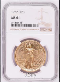 1922-P United States $20 St. Gaudens Double Eagle Gold Coin NGC/NCS MS61