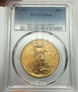1922 PCGS MS64 $20 Gold Saint Gaudens Double Eagle