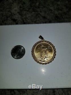 1922 Saint-Gaudens $20 Gold Double Eagle In Fancy 14k Gold Rope Bezel Coin Frame