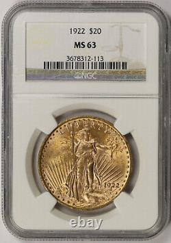 1922 Saint Gaudens Double Eagle Gold $20 MS 63 NGC