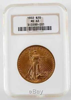1922 St Gaudens Gold Ngc Ms63 $20 Double Eagle