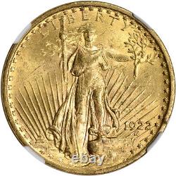 1922 US Gold $20 Saint-Gaudens Double Eagle NGC MS61