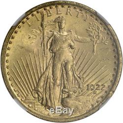 1922 US Gold $20 Saint-Gaudens Double Eagle NGC MS63