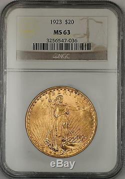 1923 $20 Dollar St. Gaudens Double Eagle Gold Coin NGC MS-63 AMT (A)