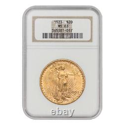 1923 $20 Gold Saint Gaudens Double Eagle NGC MS63 choice graded Philadelphia