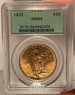 1923 $20 PCGS MS 64 St. Gaudens Gold Double Eagle OGH